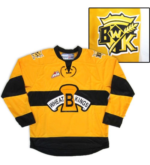 Custom WHL Brandon Wheat Kings 2011 Pres Alternate Hockey jersey Yellow